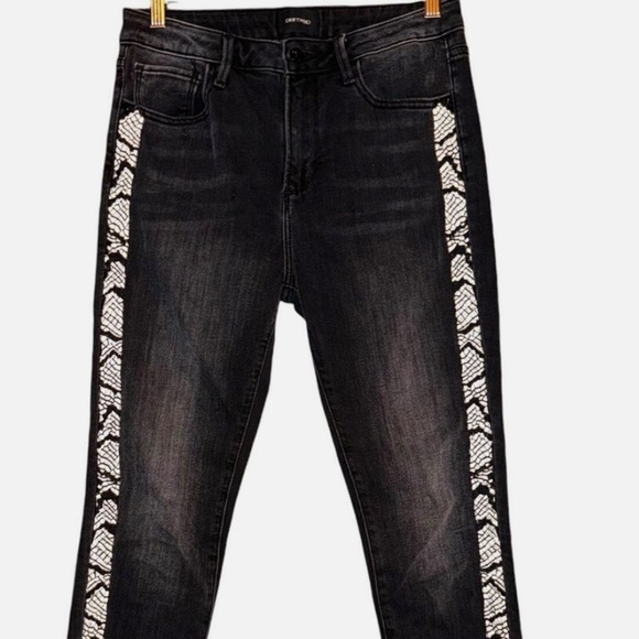 Driftwood Jeans Women's 27 Black Jackie High Rise Skinny Embroidered Snakeskin - Picture 10 of 13